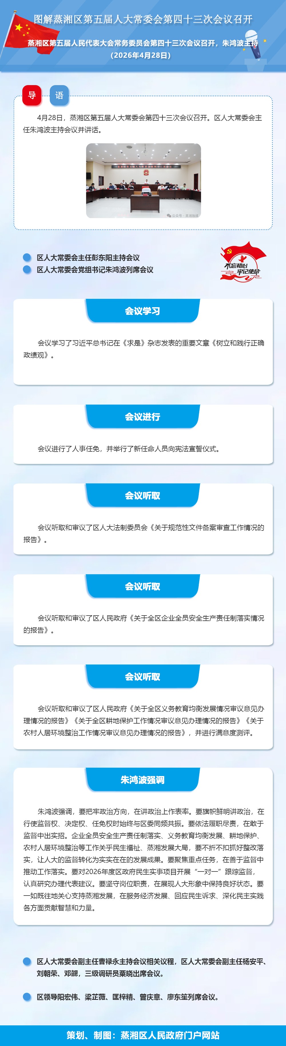 图解：蒸湘区第五届人大常委会第四十三次会议召开（2026.04.28）